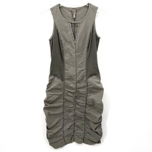 XCVI Wearable Ruched Dress Size XS Sleeveless Bodycon Lagenlook Artsy Gray
